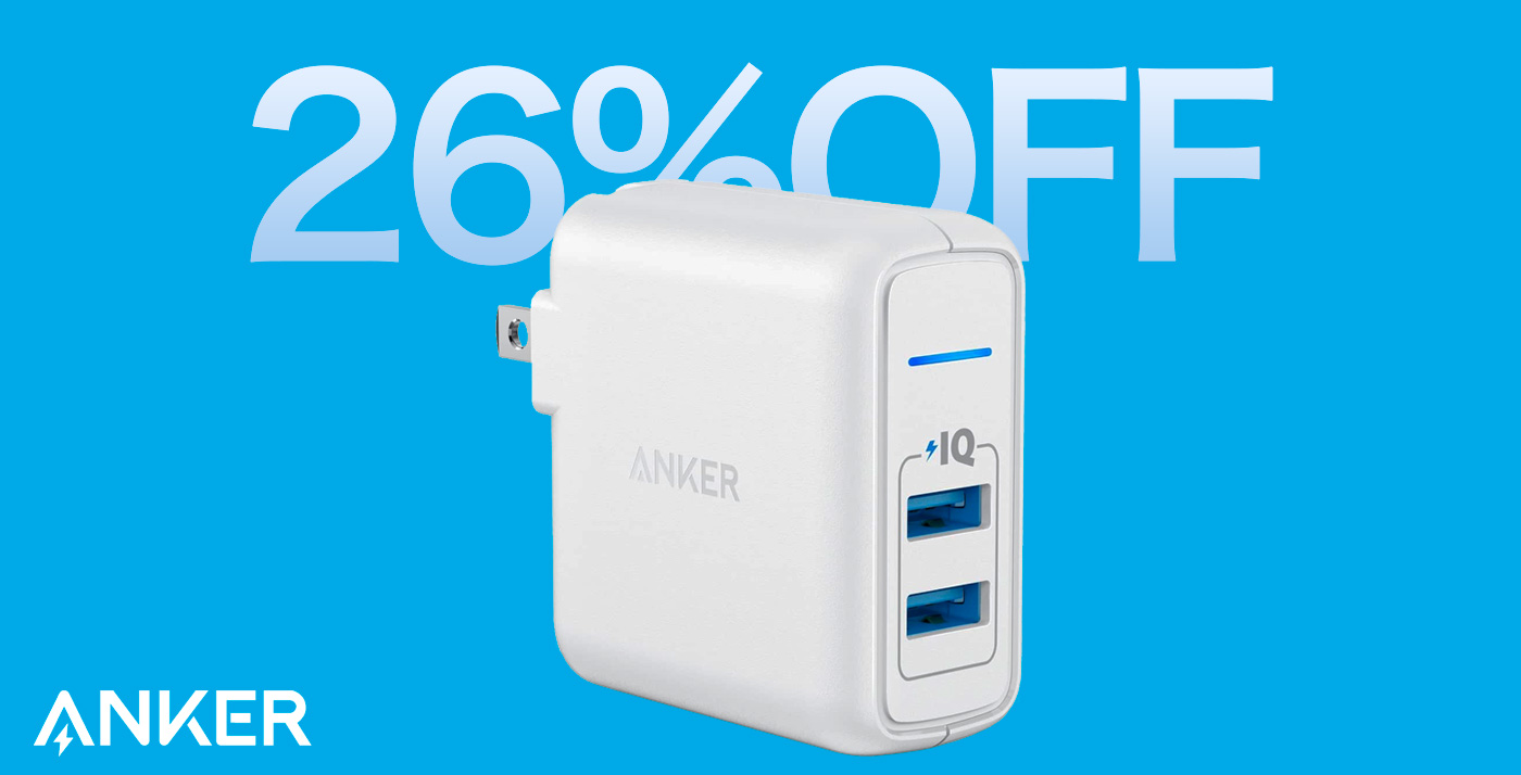 26%OFF】折畳みプラグ式USB急速充電器「Anker PowerPort 2 Elite 24W」がセール中